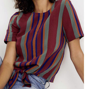 NWOT Madewell Button-Back Tie Tee in Rosalinda